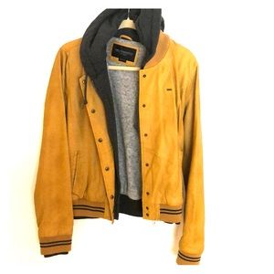 Brand New Obey Leather Jacket varsity lover amber